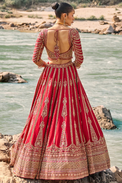 Nitika Gujral Red zardozi embroidered lehenga set NITIAUG26D152409
