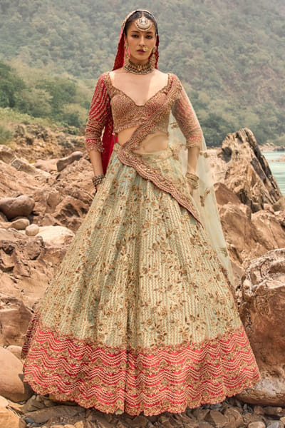 Nitika Gujral Mist sage botanical zardozi lehenga set NITIAUG26D152415