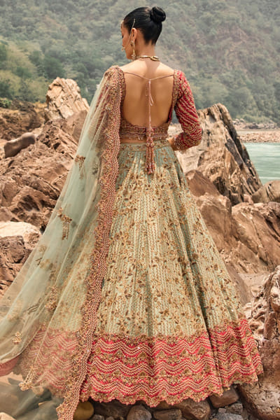 Nitika Gujral Mist sage botanical zardozi lehenga set NITIAUG26D152415