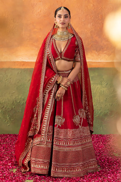 Nidhi Halani Red zardozi embroidered lehenga set NIDHJUL26D149422