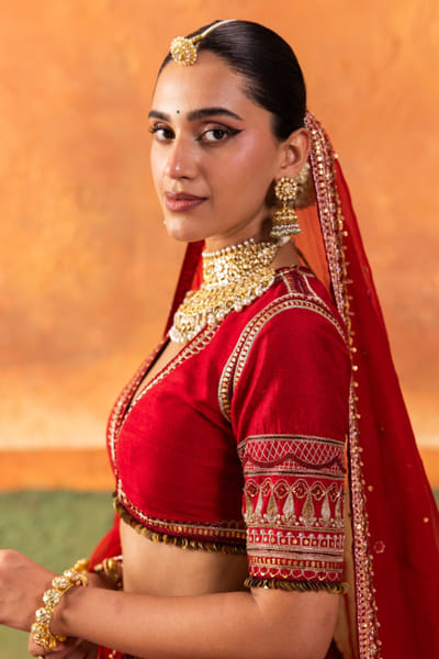 Nidhi Halani Red zardozi embroidered lehenga set NIDHJUL26D149422