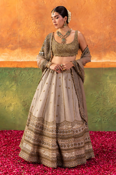 Nidhi Halani Gold embroidered foil jute lehenga set NIDHJUL26D149423