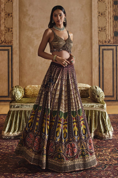 Nidhi Halani Brown printed embellished lehenga set NIDHAUG26D152069