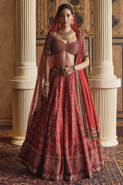Nidhi Halani Red jaal embroidered lehenga set NIDHAUG26D152071