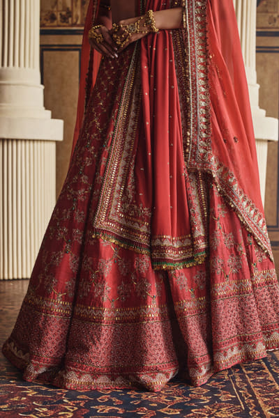 Nidhi Halani Red jaal embroidered lehenga set NIDHAUG26D152071