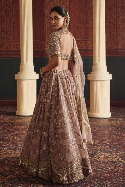 Nidhi Halani Dusty rose floral-paisley embroidered lehenga set NIDHAUG26D152074