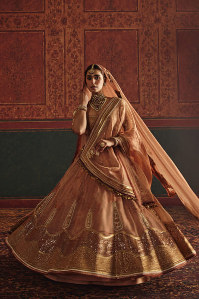 Nidhi Halani Burnt orange hand embroidered lehenga set NIDHAUG26D152991
