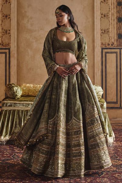 Nidhi Halani Olive hand embroidered lehenga set NIDHAUG26D152995