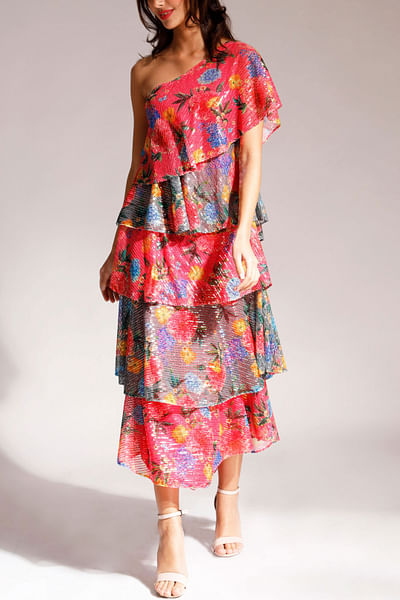 Floral layered ruffle dress