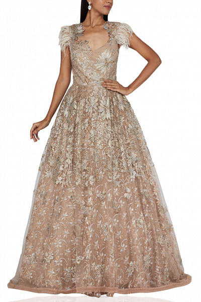 Champagne embroidered gown