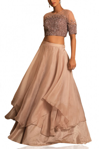 Peach layered skirt and blouse