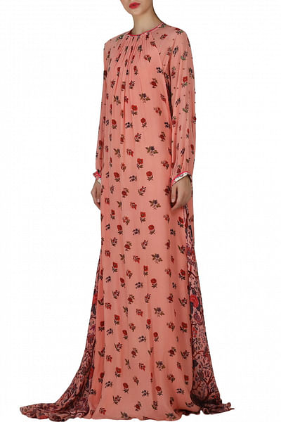 Lilly asymmetric dress with embroidered silk yoke