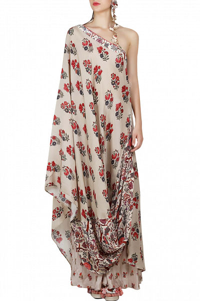 Lilly printed silk tunic with printed flare-legged pants