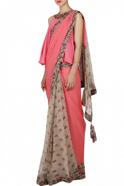 Lilly embroidered sari with crepe blouse