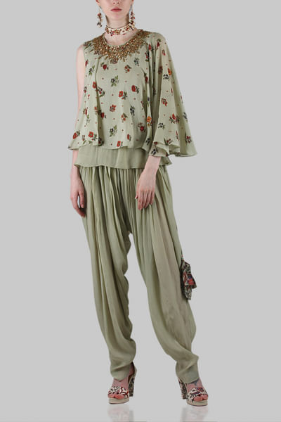 Printed top with dhoti pants