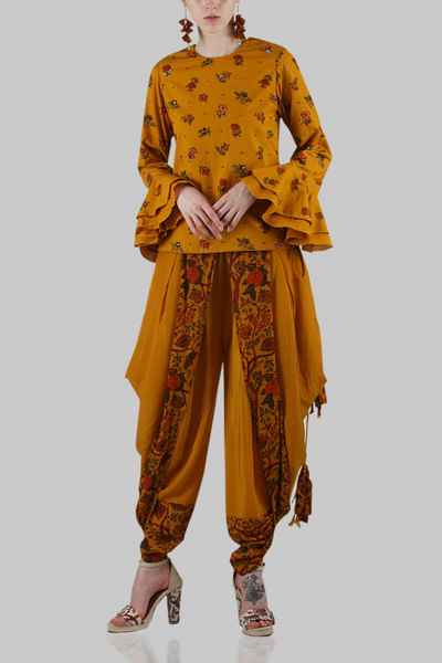 Printed top with dhoti pants