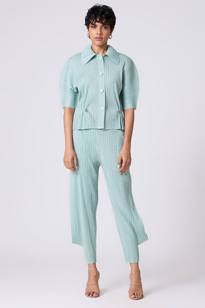 Sage mint pleated co-ord set