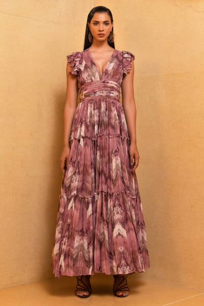 Nikita Mhaisalkar Lilac printed maxi dress NIMCATRS2228