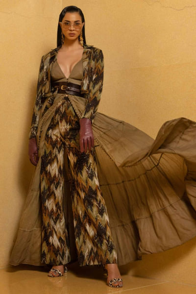 Brown dress and bomber set