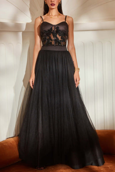 Black tulle skirt set