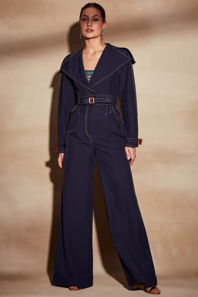 Nikita Mhaisalkar Midnight blue pantsuit NIMMARLFW10