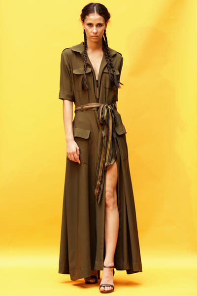 Nikita Mhaisalkar Olive green shirt dress NIMNOV2216