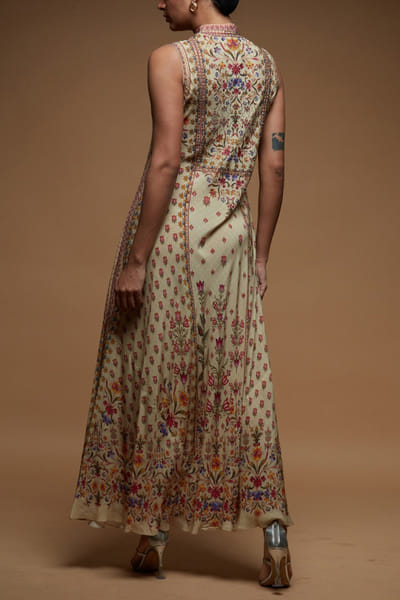 Nirraamyaa Beige rhinestone embroidered dress NIRJAN25D315335