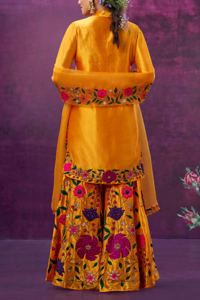 Niti Bothra Mustard floral applique sharara set NITDEC2207