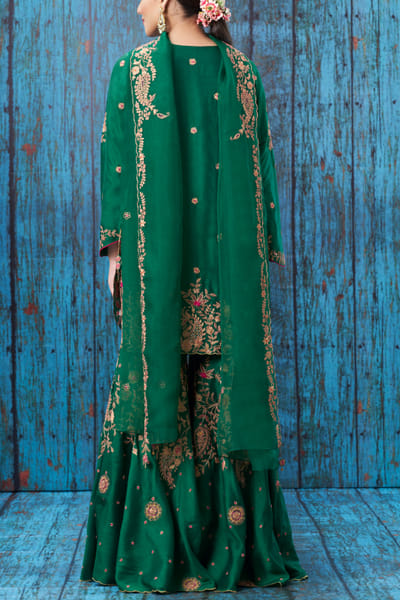 Niti Bothra Green embroidered sharara set NITWOMOCT2211