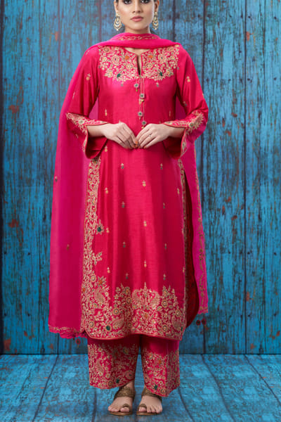 Pink embroidered kurta set
