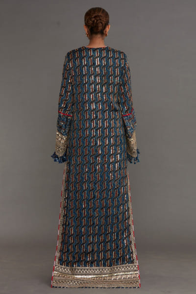 Nitya Bajaj Multicolour ajrakh printed kaftan NITYAPR26D143126