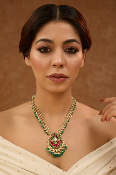 Karisa Multicolour bead-stone embellished necklace KARIJUN26D346724
