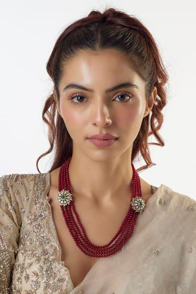 Karisa Red bead embellished necklace KARIJUN26D346729
