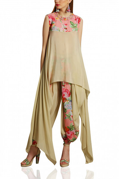 Jade cowl dhoti set