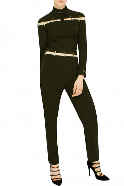 Olive Jumpsuit with Collar