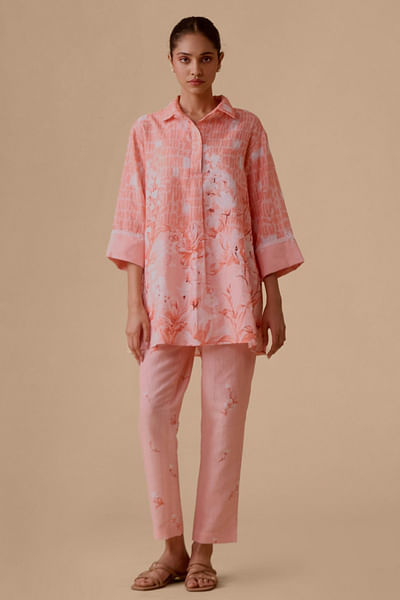 Pink floral printed pants
