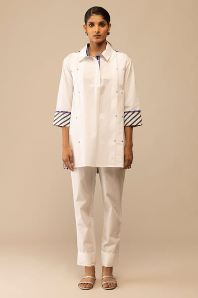 White cotton poplin pants
