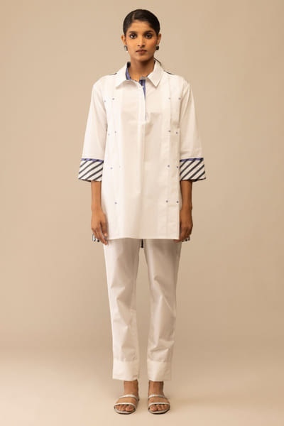 White cotton poplin top