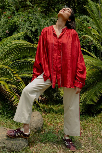 Crimson red boxy shirt