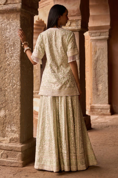 Sheetal Batra Mint green pearl embellished sharara set SHEEMAY26D144657