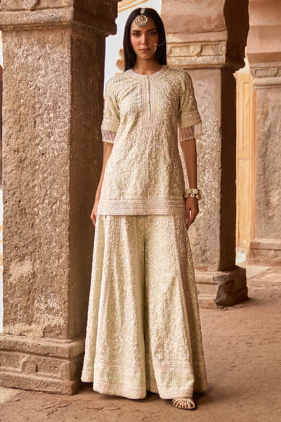Sheetal Batra Mint green pearl embellished sharara set SHEEMAY26D144657