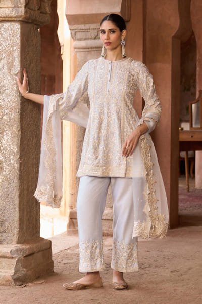 Sheetal Batra Blue pearl embroidered kurta set SHEEMAY26D144659