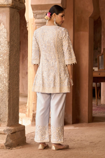 Sheetal Batra Blue pearl embroidered kurta set SHEEMAY26D144659