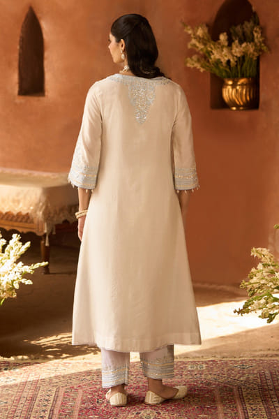 Sheetal Batra Ivory and blue sequin embroidered choga set SHEEMAY26D144686