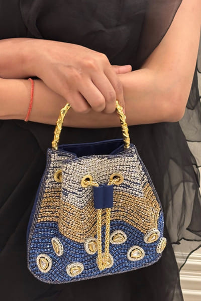 Be Chic Blue polki studded bucket bag BECHJUL26D150887
