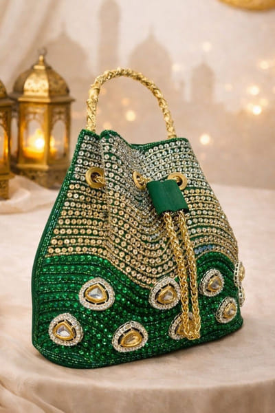 Be Chic Green polki bucket bag BECHJUL26D150888