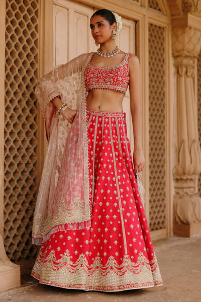 Sheetal Batra Pink dabka-zardozi embroidered lehenga set SHEEAUG26D153076