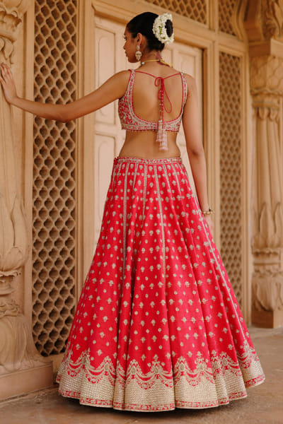 Sheetal Batra Pink dabka-zardozi embroidered lehenga set SHEEAUG26D153076