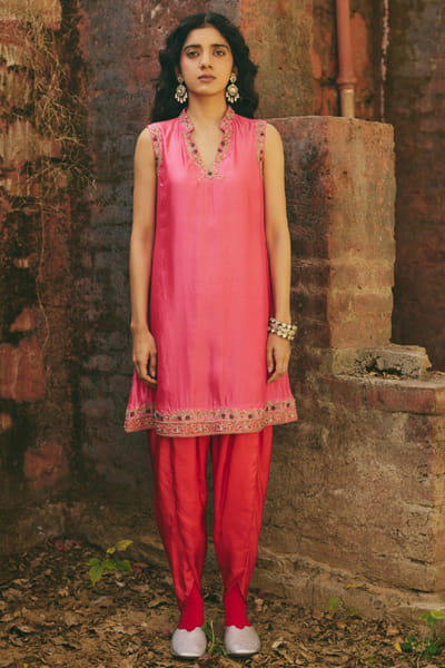 Rashika Mittal Pink floral embroidered kurta set RASHJUN26D146562