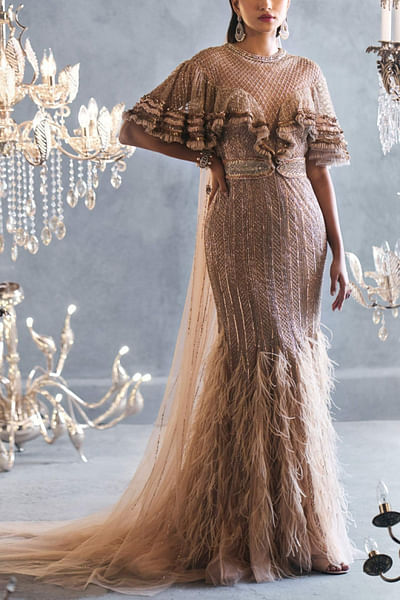 Blush pink embellished gown